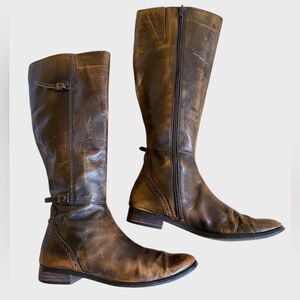 Valerie Stevens Randolph Brown Fume Leather Tall Boots Sz 6.5 Equestrian Riding
